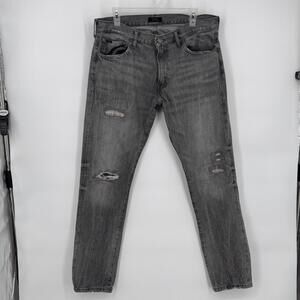 Polo Ralph Lauren Sullivan Slim Jeans Mens 34x34 Gray Tapered Distressed Denim